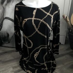 Ralph Lauren LRL Chain Link Pattern Dress Size 16